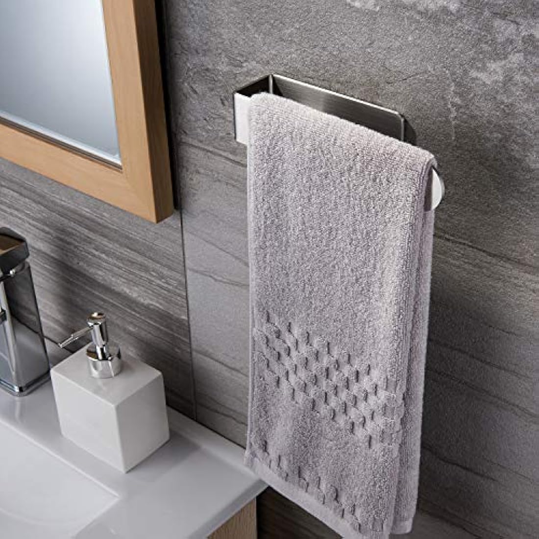 YIGII Self Adhesive Hand Towel Holder | Brushed Stainless Steel Ring