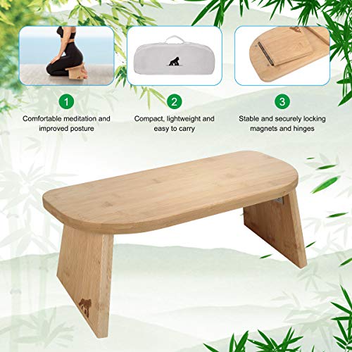 My Fat Gorilla Ergonomic Bamboo Meditation Stool - Foldable Yoga Bench