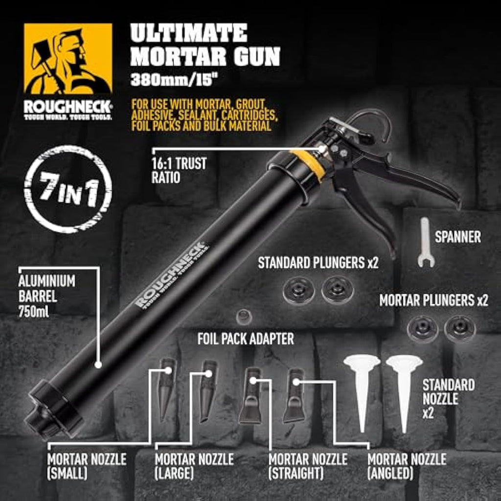 Roughneck Ultimate Mortar Gun – Heavy Duty Grout & Sealant Applicator