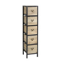 Jolof Store 5 Drawer Solid Wood Chest – Industrial Metal Office Organiser