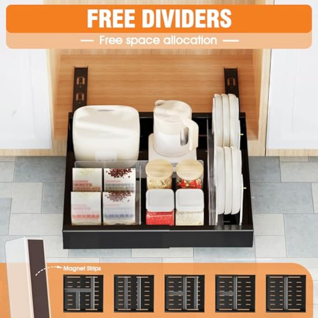 Ronlap Expandable Pull Out Cabinet Organizer – No-Drill Sliding Drawer