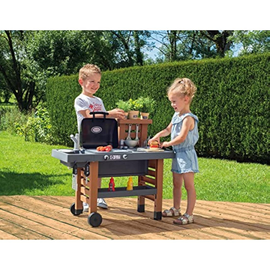Smoby Garden Kitchen Outdoor Playset with Toy Grill and 43 Accessories