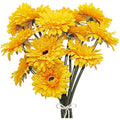 12PCS Artificial Gerbera Silk Flower Bouquet for Home Decor – Yellow