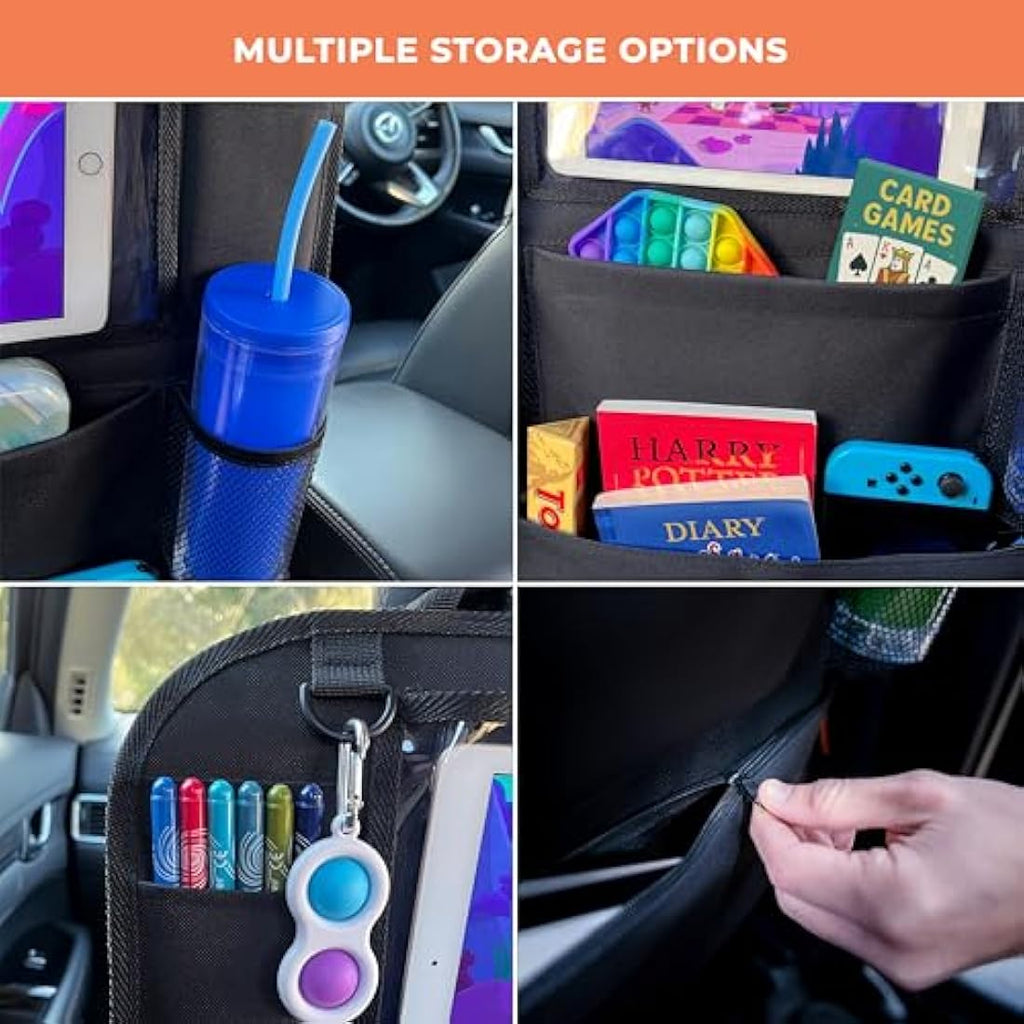 Huckaboo Car Seat Organiser – Kids Backseat Storage with Tablet Holder