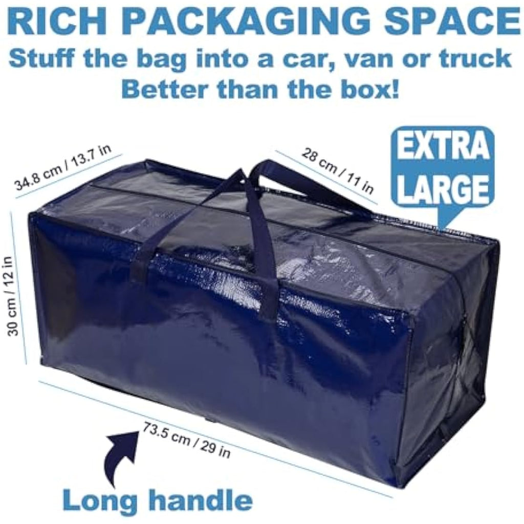 VENO Heavy-Duty Moving Bags with Backpack Straps - Blue, 4 Pack