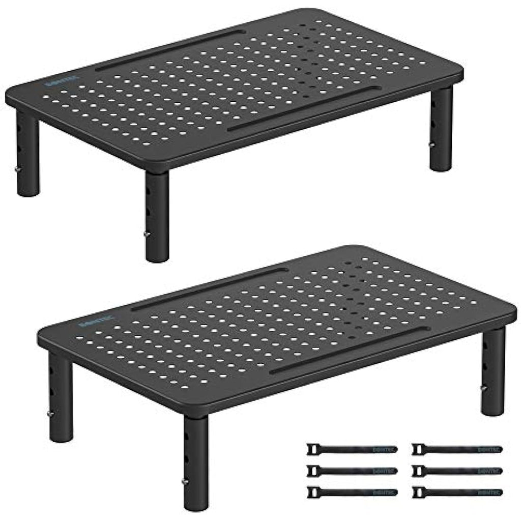 BONTEC Metal Monitor Stand | Height Adjustable Desk Riser (2 Pack)