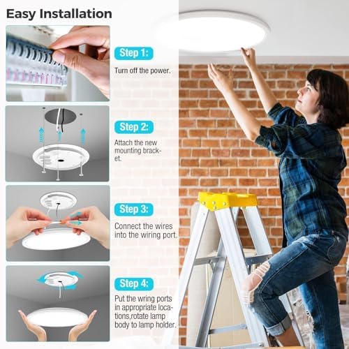 Libtit 24W LED Flush Mount Ceiling Light | 3-Color Ultra-Slim 2-Pack