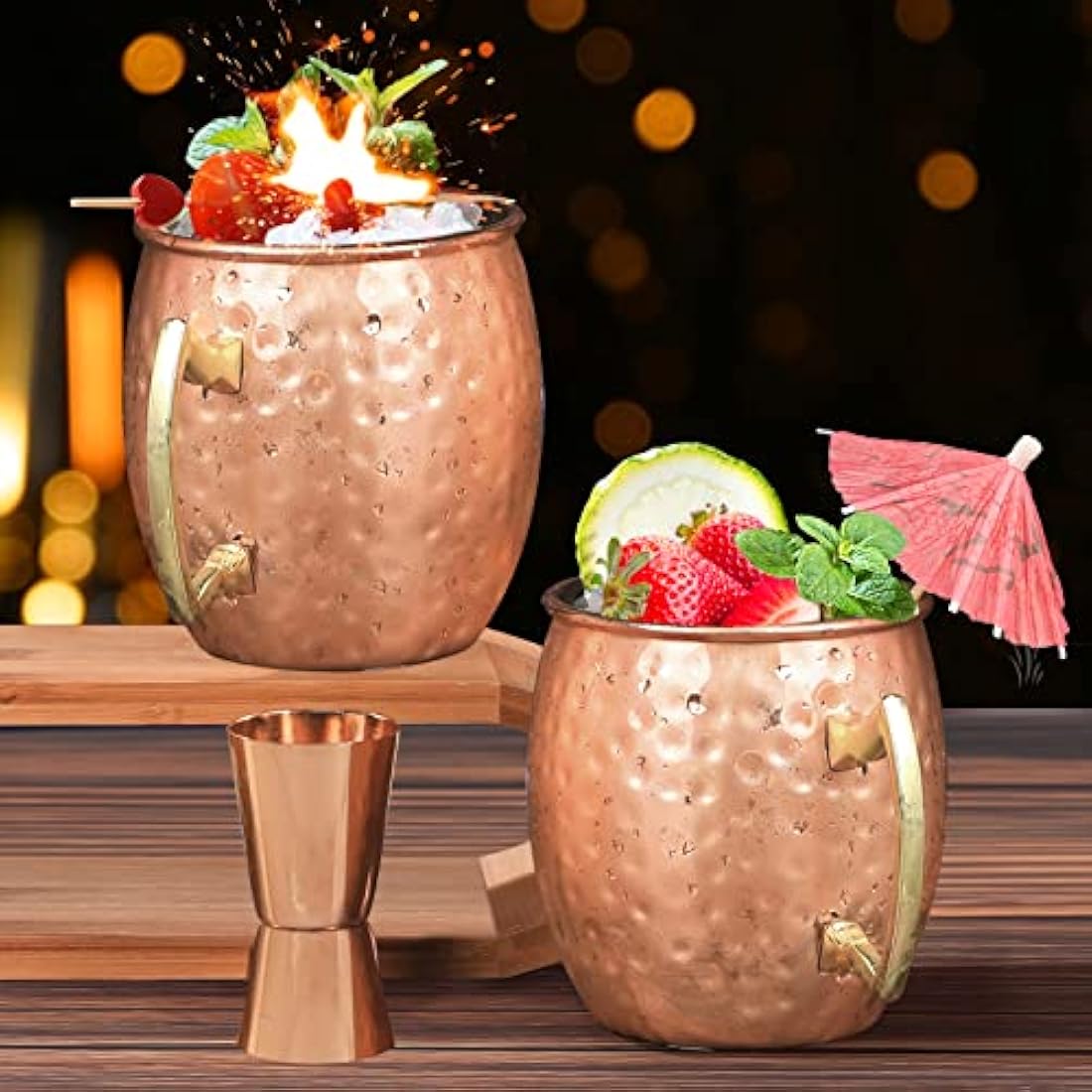 Moscow Mule Copper Mugs - Set of 6 Hammered 18oz Cups