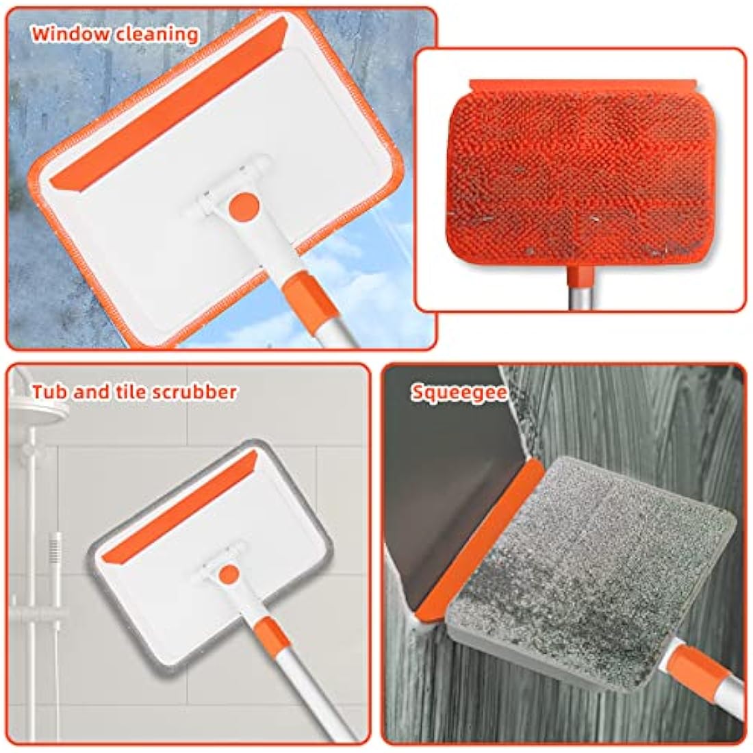 Qaestfy Wall & Baseboard Cleaner Mop with 122cm Long Handle & 4 Pads
