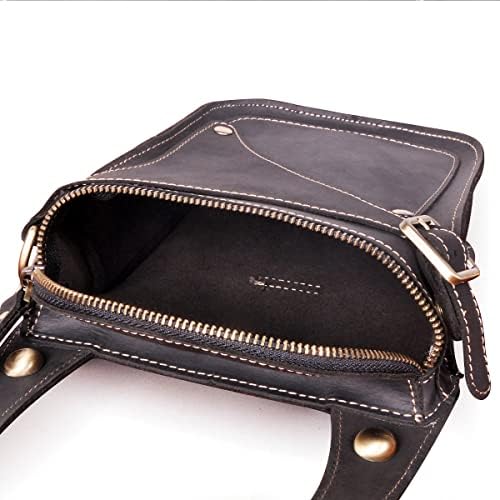 Le'aokuu Mens Genuine Leather Motorcycle Drop Leg Bag | Waist Pack