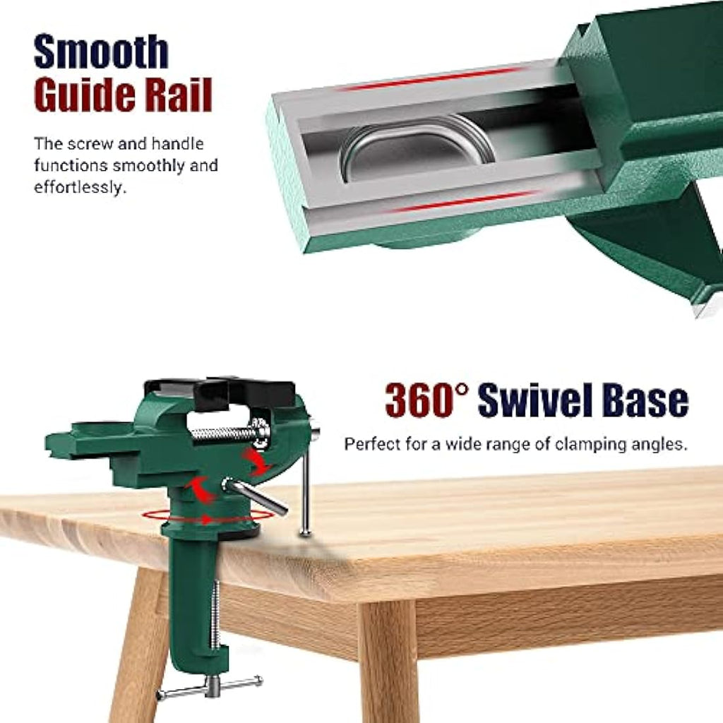 Nuovoware 70mm Table Vise | 360° Swivel Base Cast Iron Bench Clamp