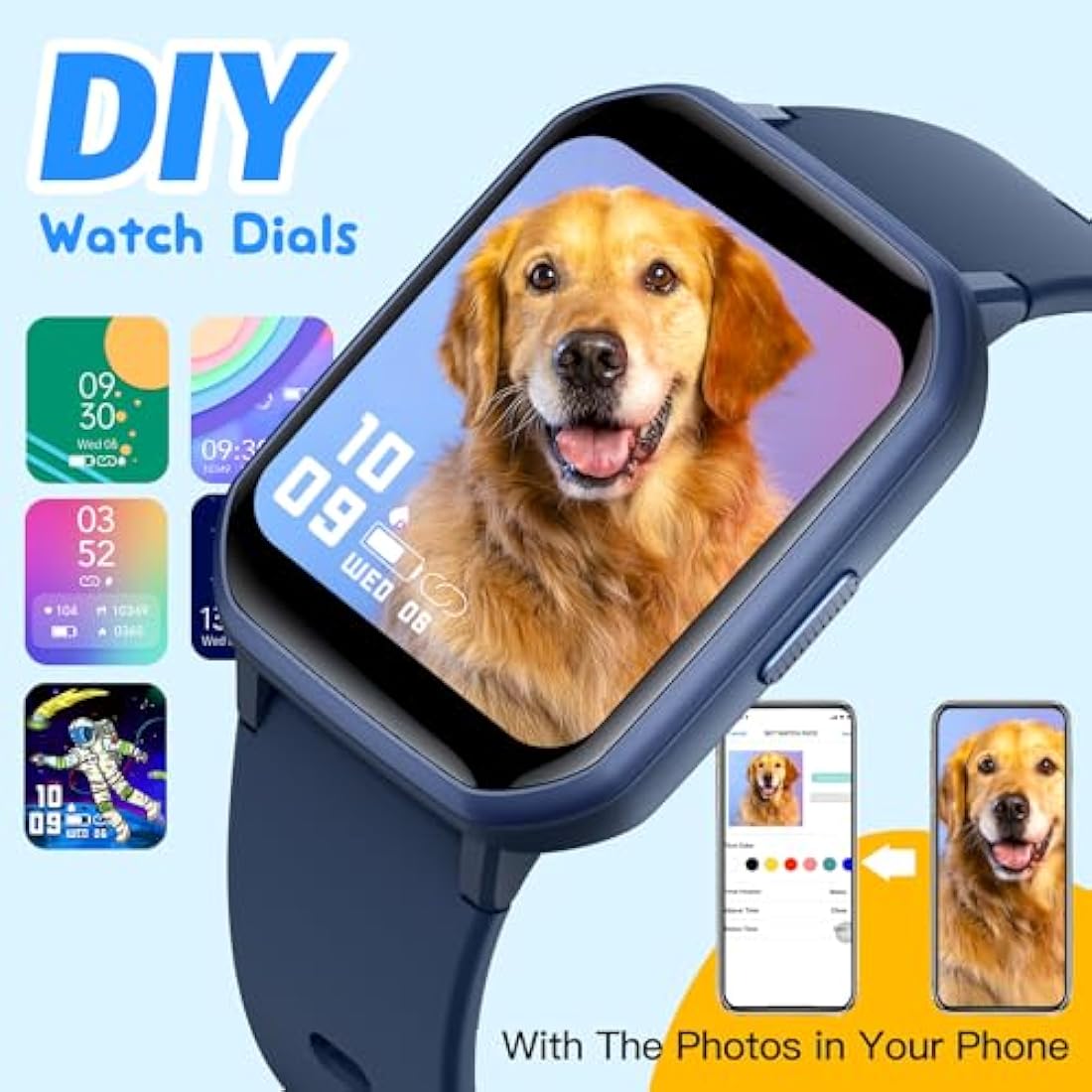 Kids Smart Watch – IP68 Waterproof Fitness Tracker (Blue)