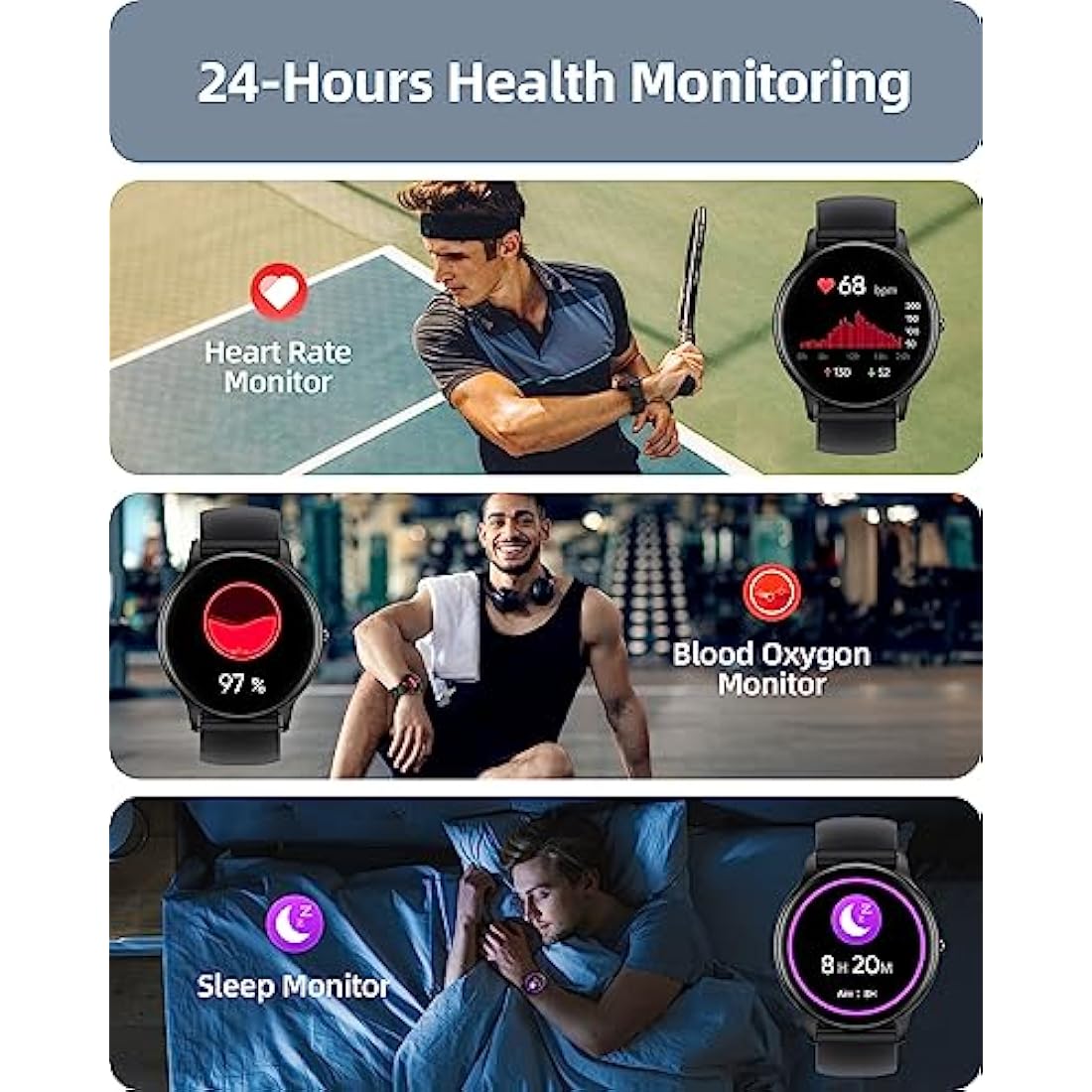 Parsonver Smart Watch - Bluetooth Call Fitness Tracker with IP68 Waterproof