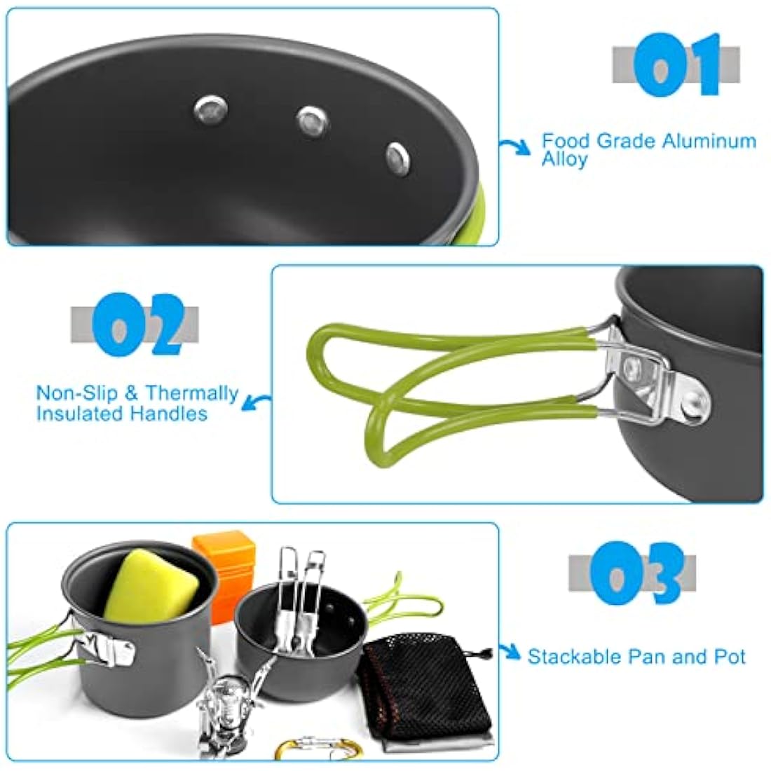 AUTOPkio 9-Piece Camping Cookware Set with Stove | Non-Stick Aluminum