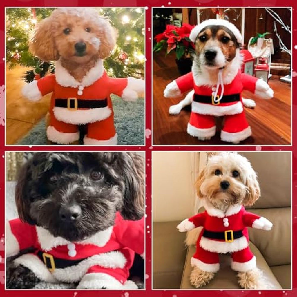 Dog Christmas Santa Costume – Soft Pet Holiday Hoodie | Large