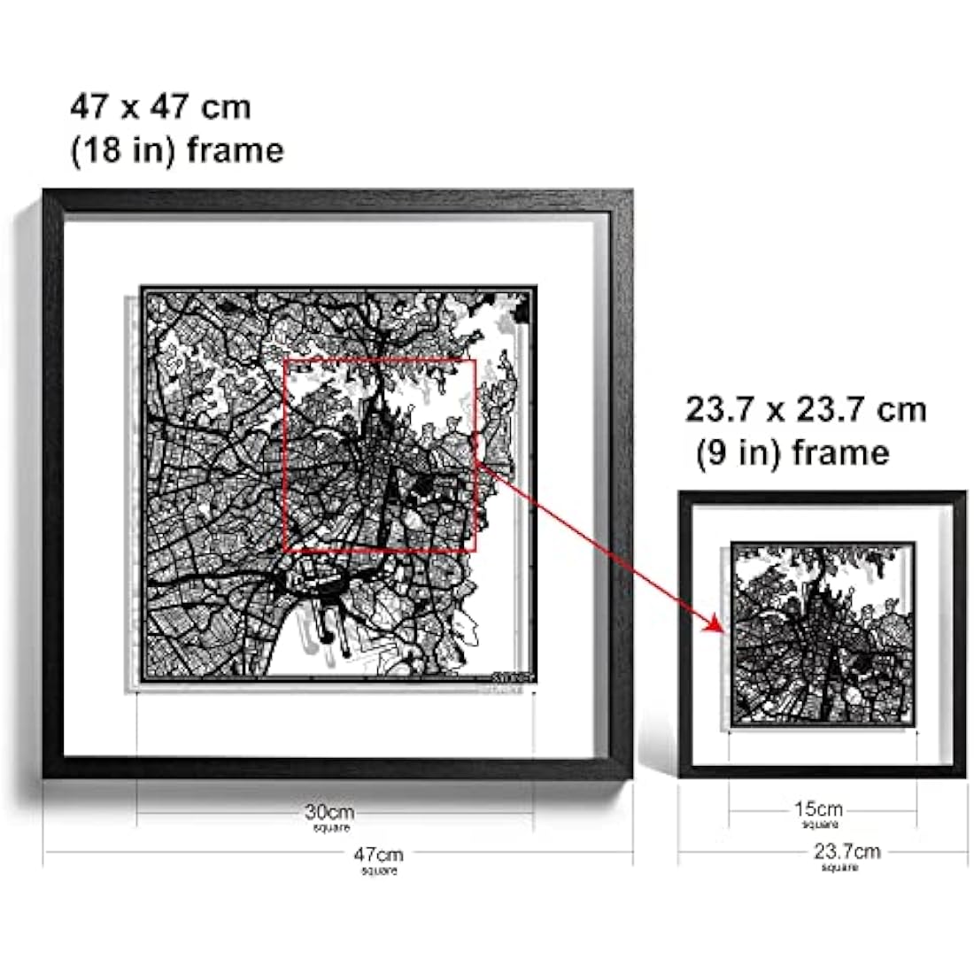 Sydney Paper Cut Map Wall Art – Jolof Store Framed 9x9 Laser Cut Decor