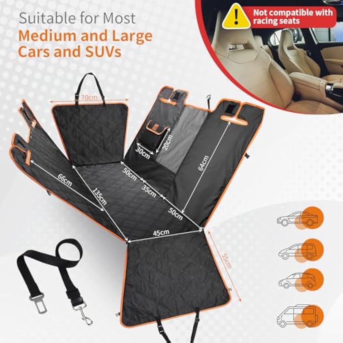 KYG Dog Car Seat Cover | Waterproof XL Dog Hammock for SUV & Trucks