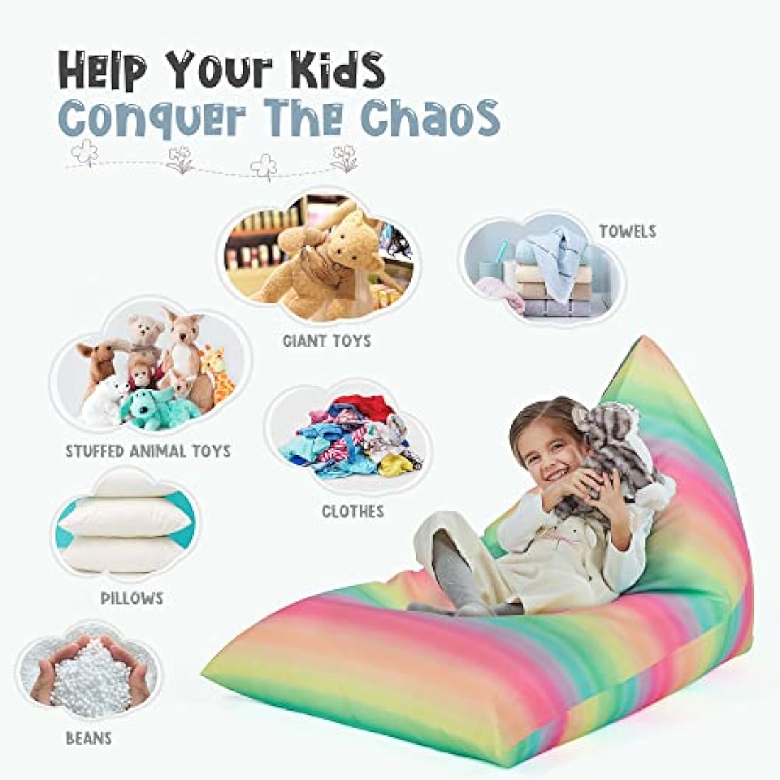 Nobildonna Stuffed Animal Storage Bean Bag Chair Cover | 250L Canvas
