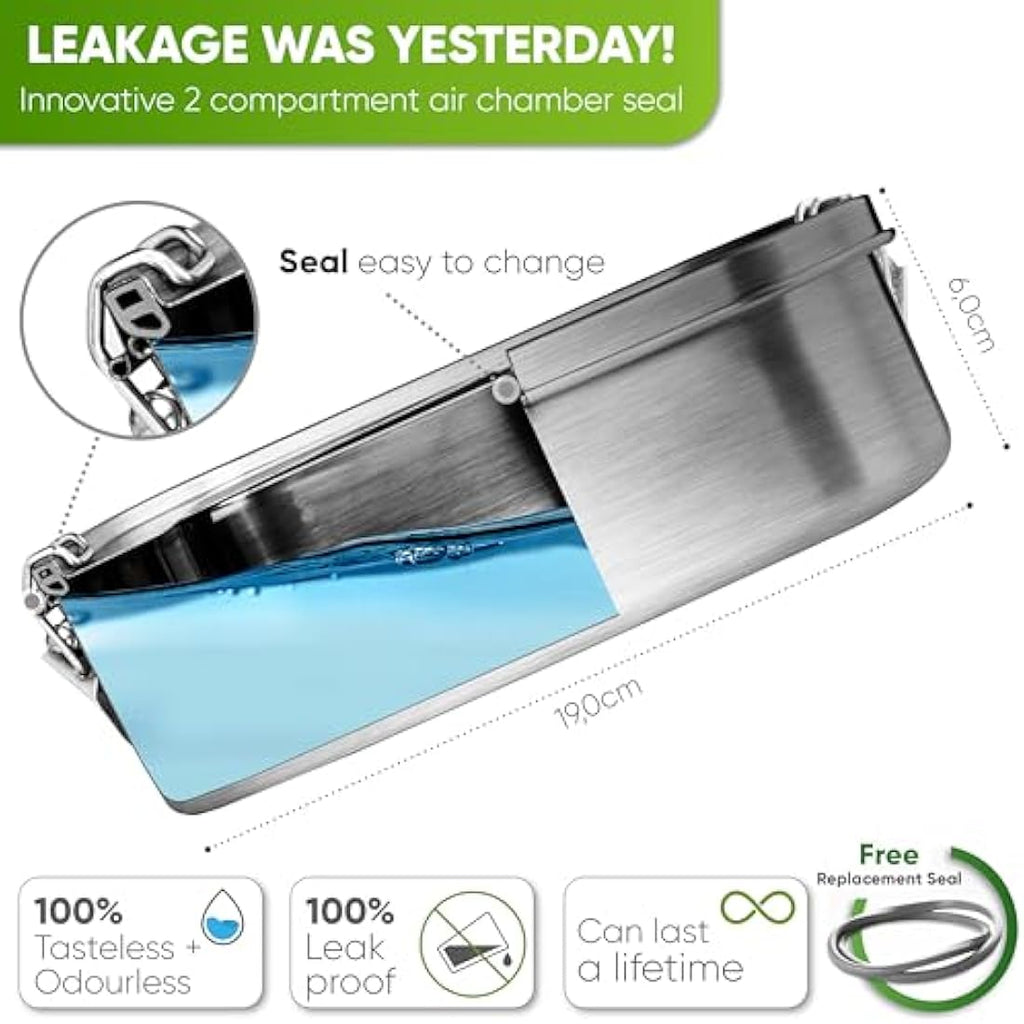 Blockhütte Stainless Steel Lunch Box – 1200ml Leakproof Bento Box