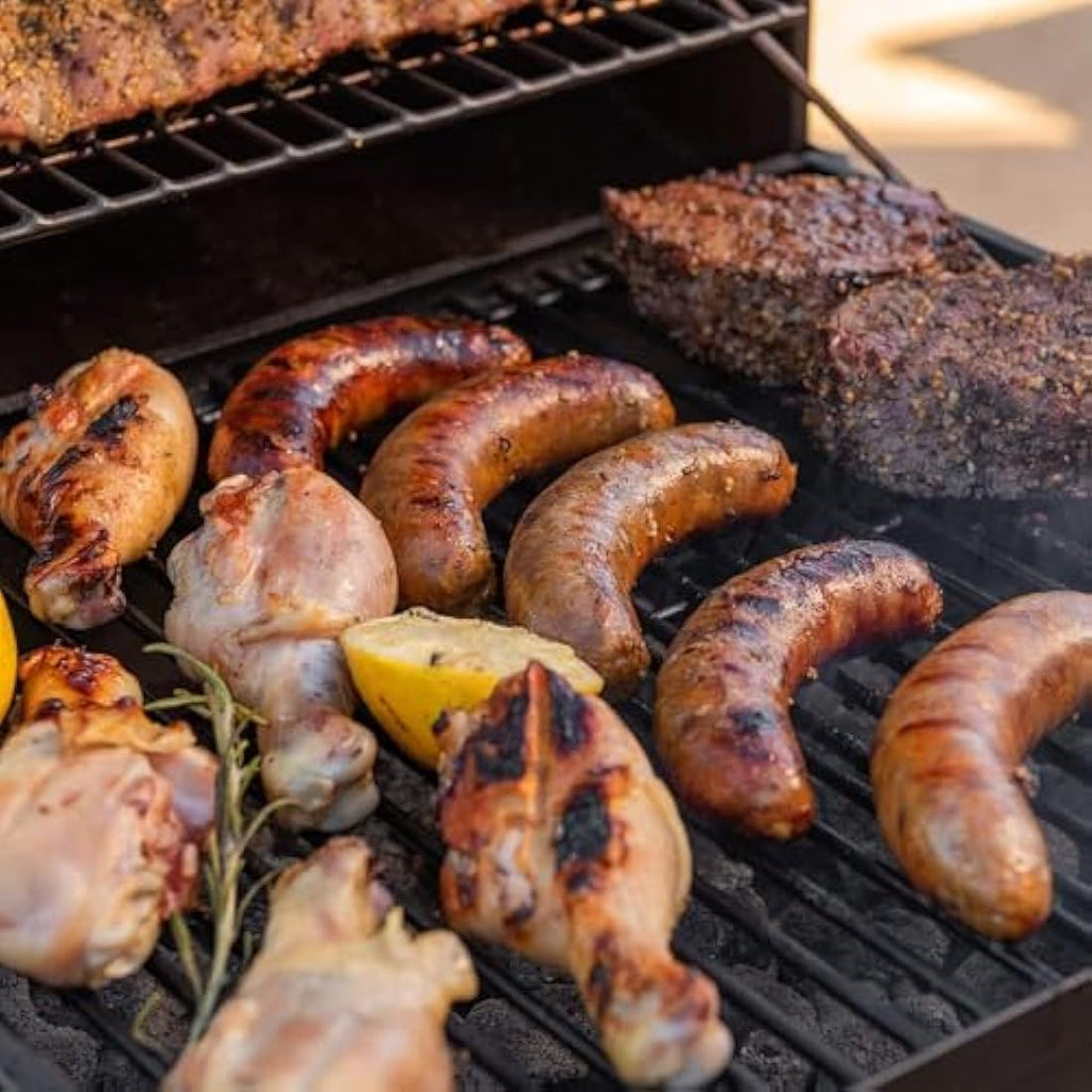 Kendane Barrel Charcoal Grill – Large Outdoor BBQ with Side Shelf