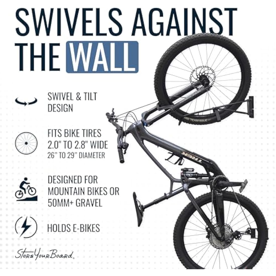 StoreYourBoard SwivelStow Bike Wall Mount 2-Pack – Heavy Duty 70lb Rack