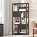 YITAHOME 7-Tier Industrial Bookshelf with 2 Drawers | Black Steel Frame