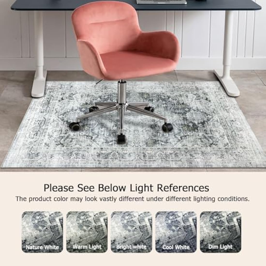 Office Chair Mat for Hardwood Floor - 120x150cm Grey Washable