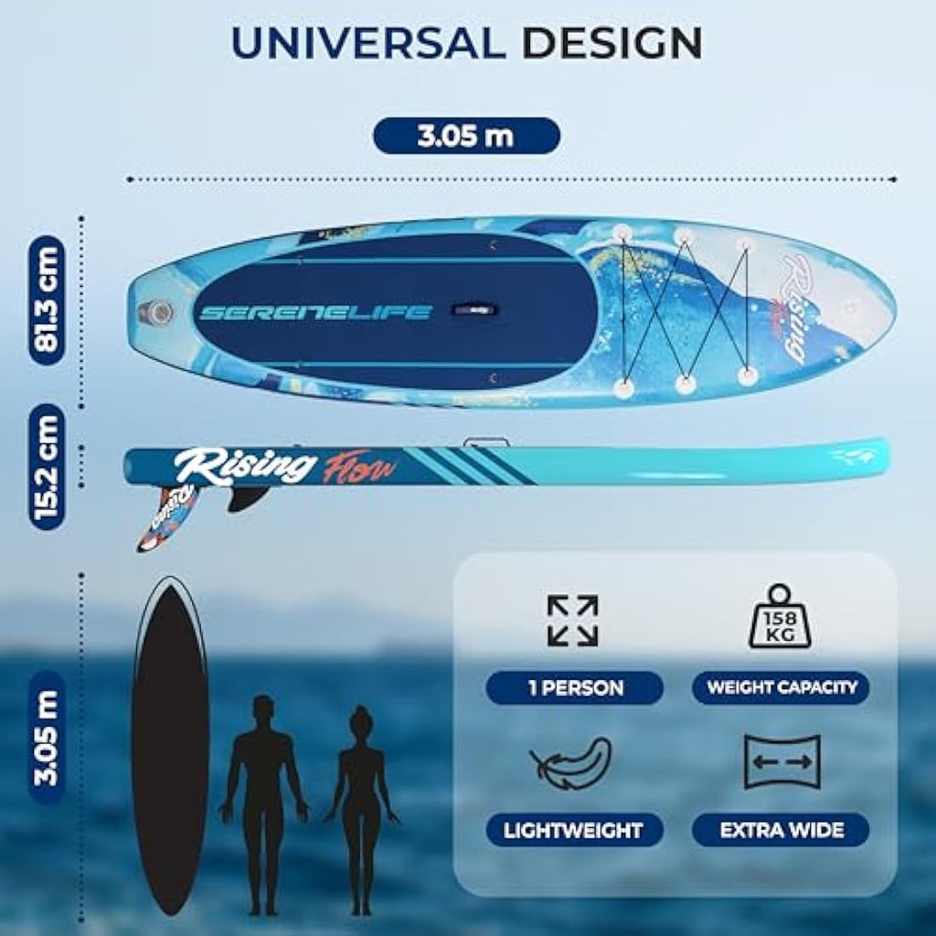 SereneLife Inflatable Stand Up Paddle Board - 10.5ft Non-Slip SUP Kit