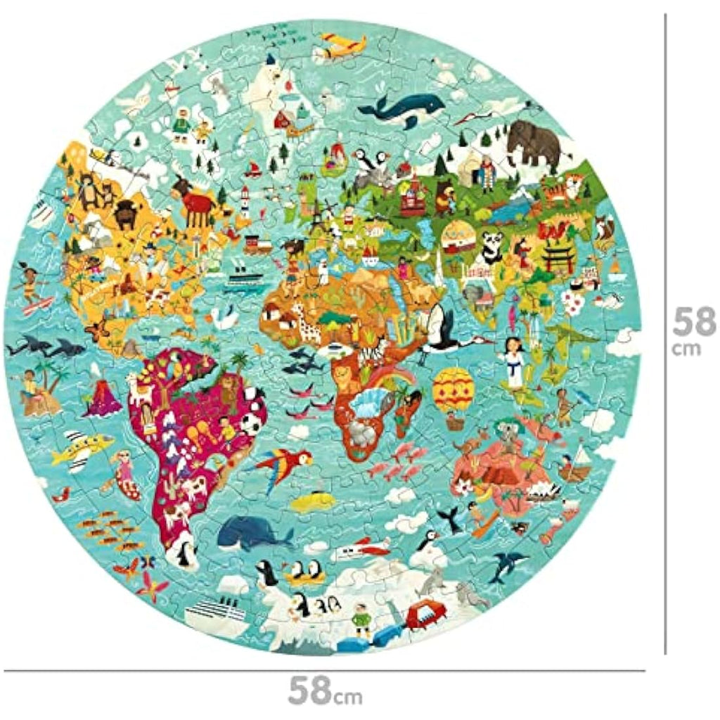 Boppi World Map 150 Piece Round Jigsaw Puzzle for Kids Aged 5-8