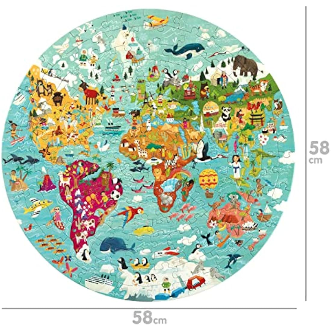 Boppi World Map 150 Piece Round Jigsaw Puzzle for Kids Aged 5-8