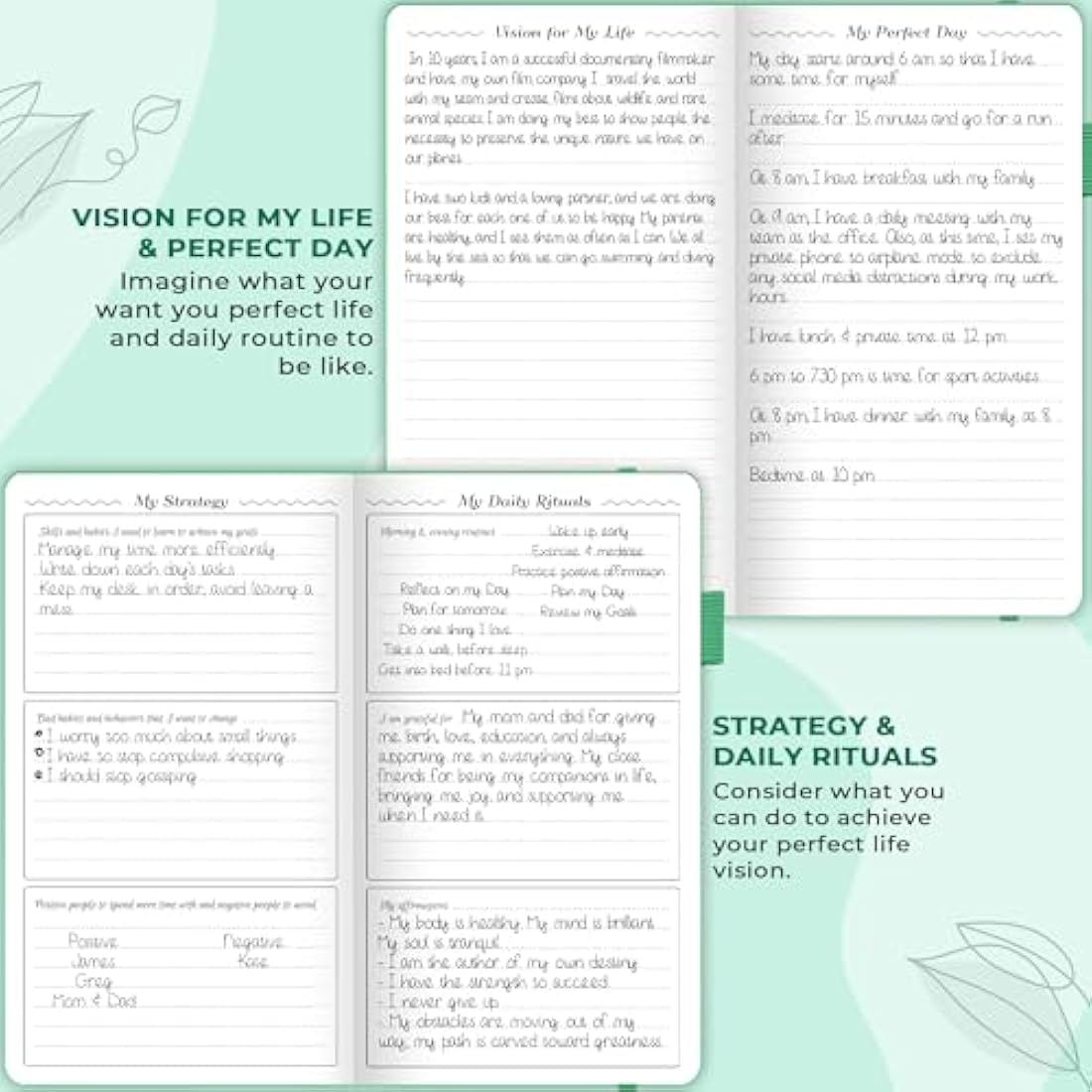 GoGirl Pocket Weekly Planner – Undated Goal Organizer, Emerald Green