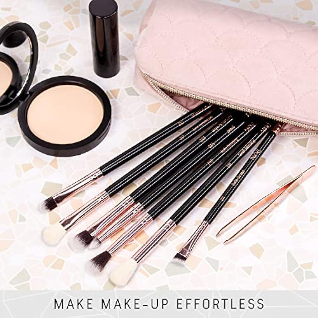 Niré Beauty Eye Brush Set | 7-Piece Vegan Makeup Brushes and Tweezers
