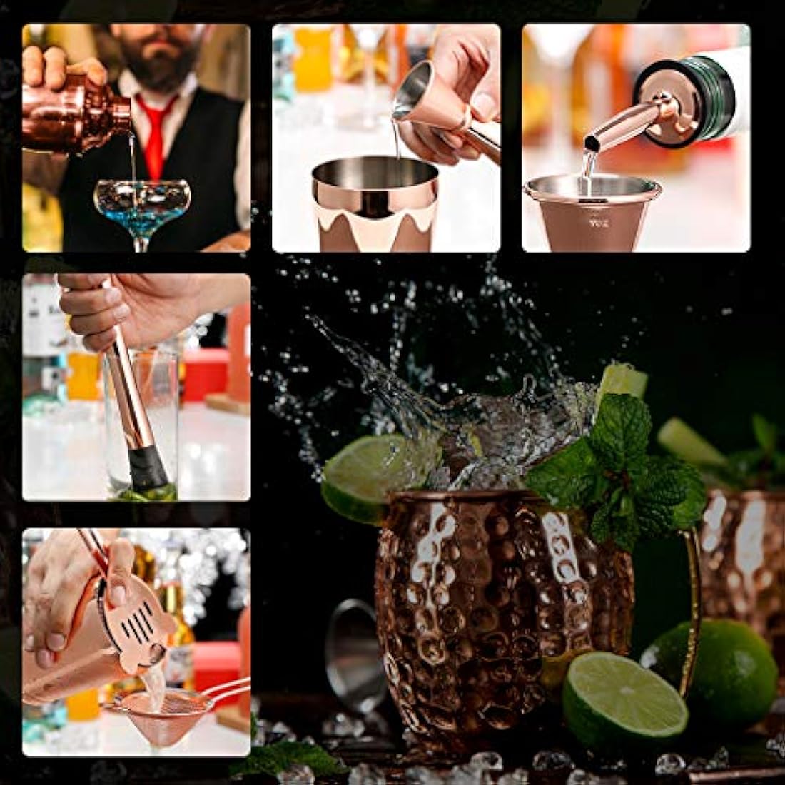 Jolof Store 16-Piece Cocktail Shaker Set | Stainless Steel Bartender Kit