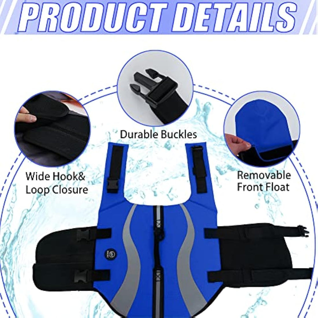 EMUST Dog Life Jacket – Ripstop Flotation Vest with Rescue Handles