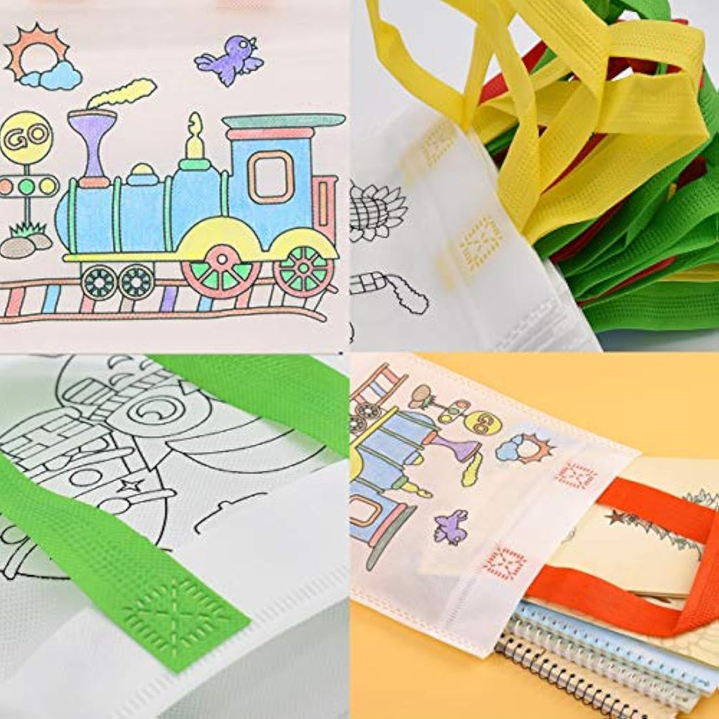 DIY Graffiti Party Bags | 20 PCS Non-Woven Kids Tote Bags