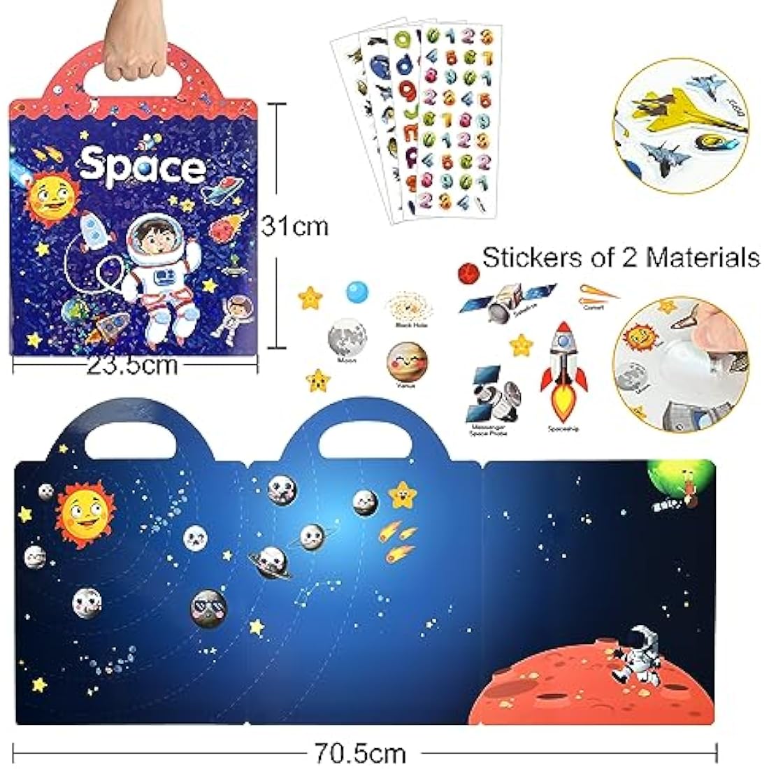 Jolof Store Space 3D Puffy Sticker Book – 88 Pcs Reusable Sensory Toy