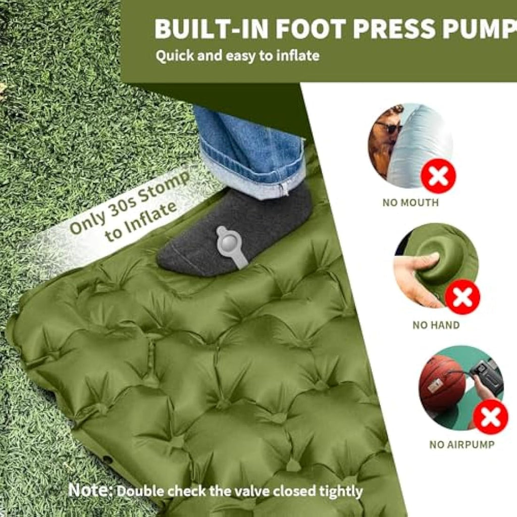 HiiPeak Inflatable Camping Sleeping Pad – Ultralight Mat with Foot Pump