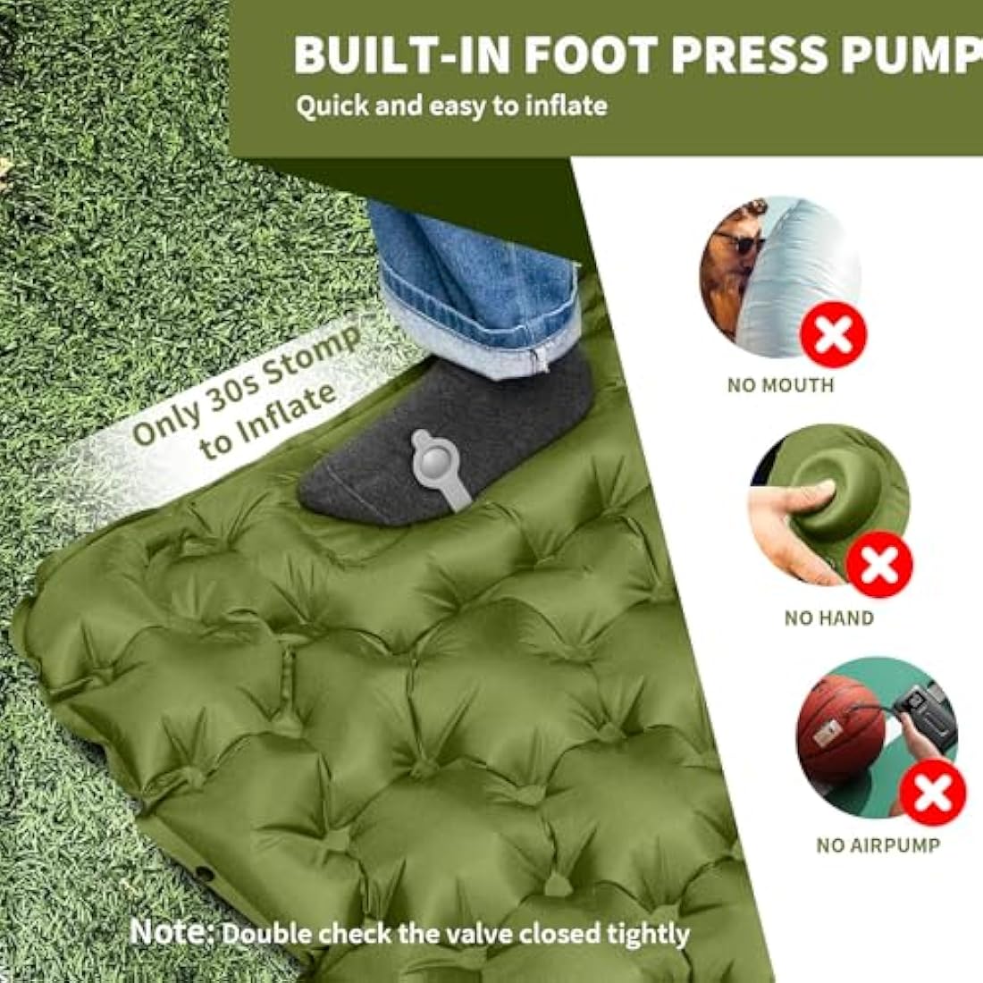 HiiPeak Inflatable Camping Sleeping Pad – Ultralight Mat with Foot Pump