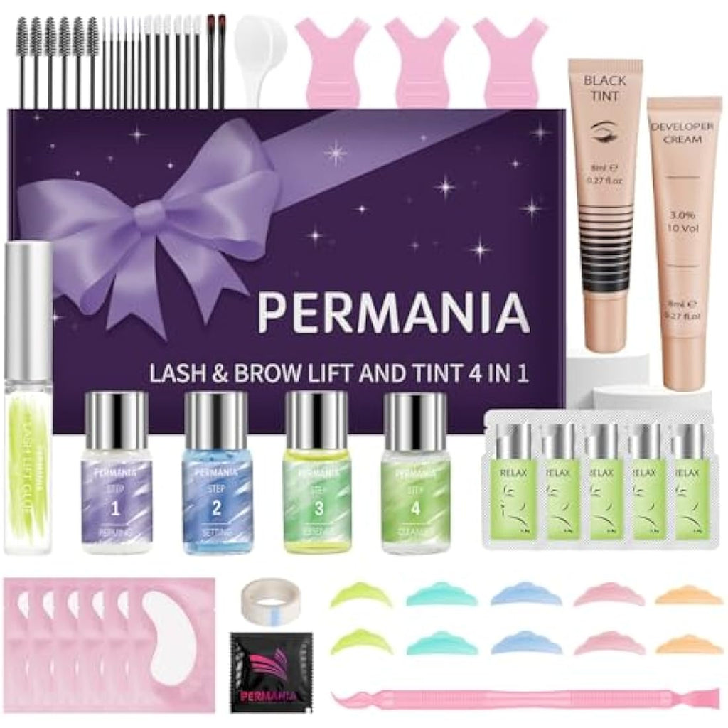 PERMANIA 4-in-1 Lash Lift and Tint Kit | Eyelash Perm & Brow Lamination