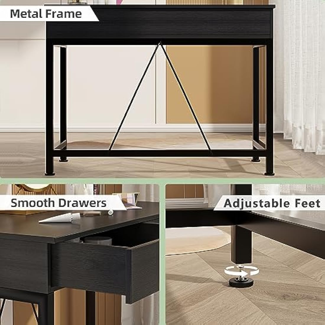 39.4" Computer Desk – Modern Vanity Table with Drawers