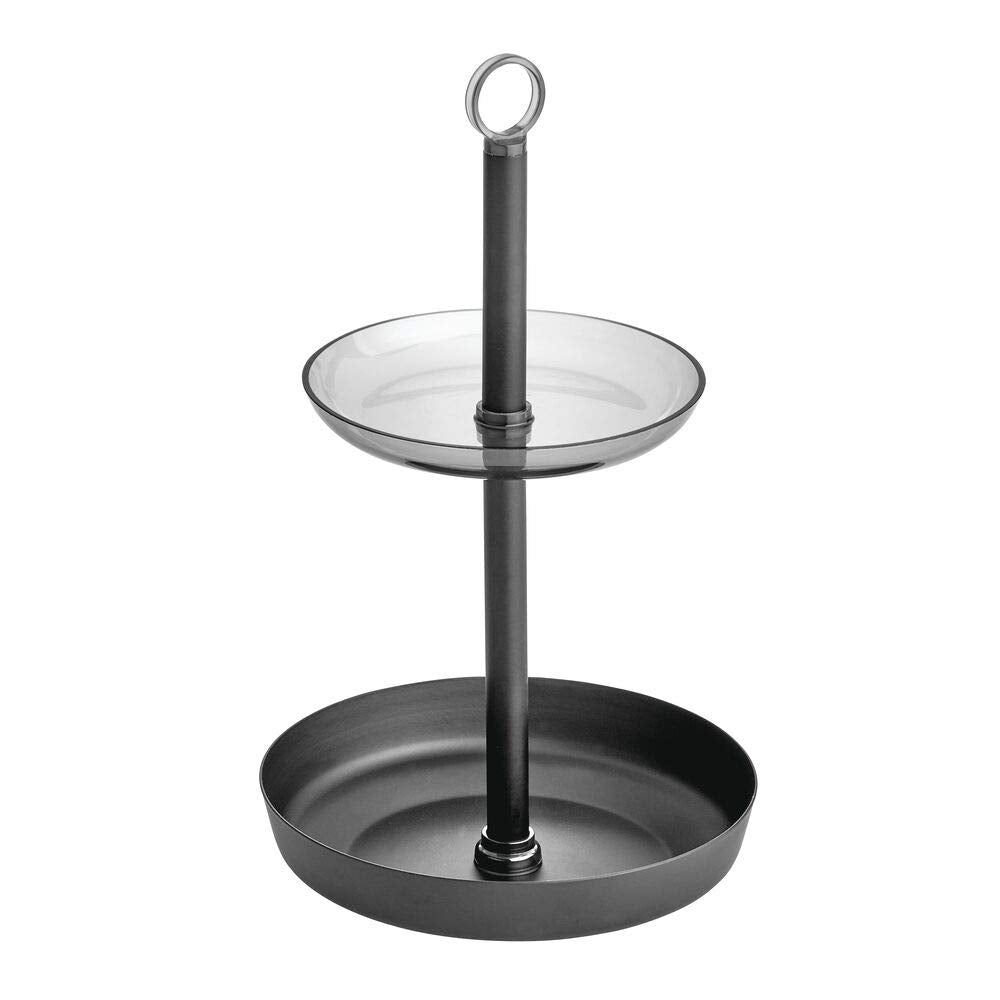 iDesign Austin 2-Tier Makeup Stand | Matte Black Cosmetic Tray Organizer