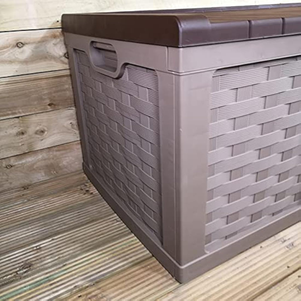 Starplast Rattan Style Garden Storage Box - 634L Lockable Outdoor Chest