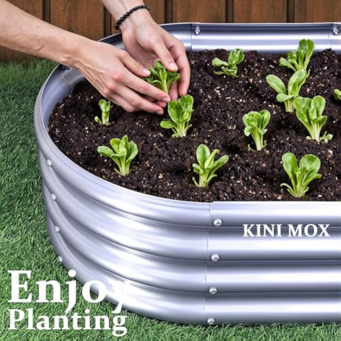KINI MOX 2-Pack Galvanized Raised Garden Bed - 4x2x1ft Metal Planter Box