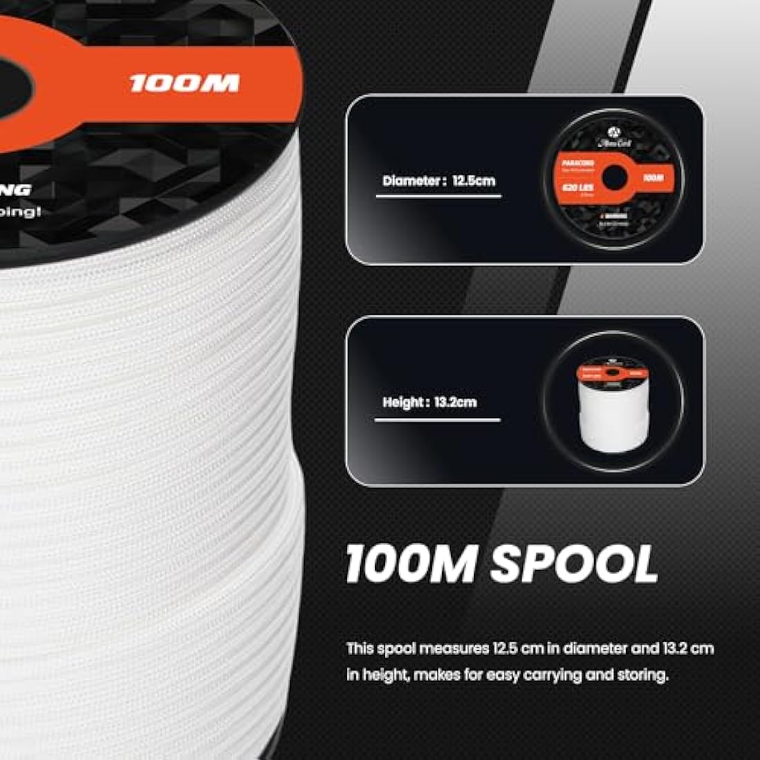 Abma Cord 4mm Nylon Paracord – 100m Type III 9-Strand Survival Rope