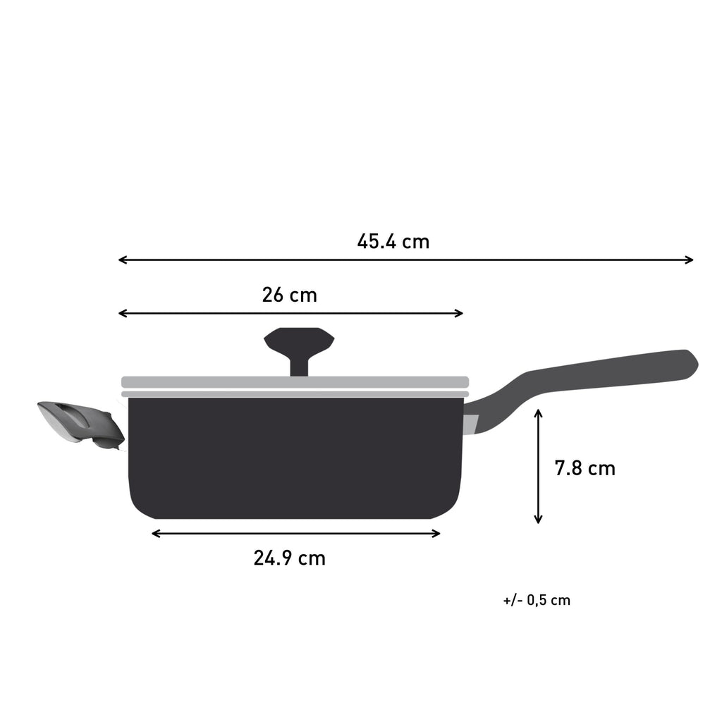 Tefal Titanium Stone Non-Stick Sautepan with Lid – 26cm Induction Pan