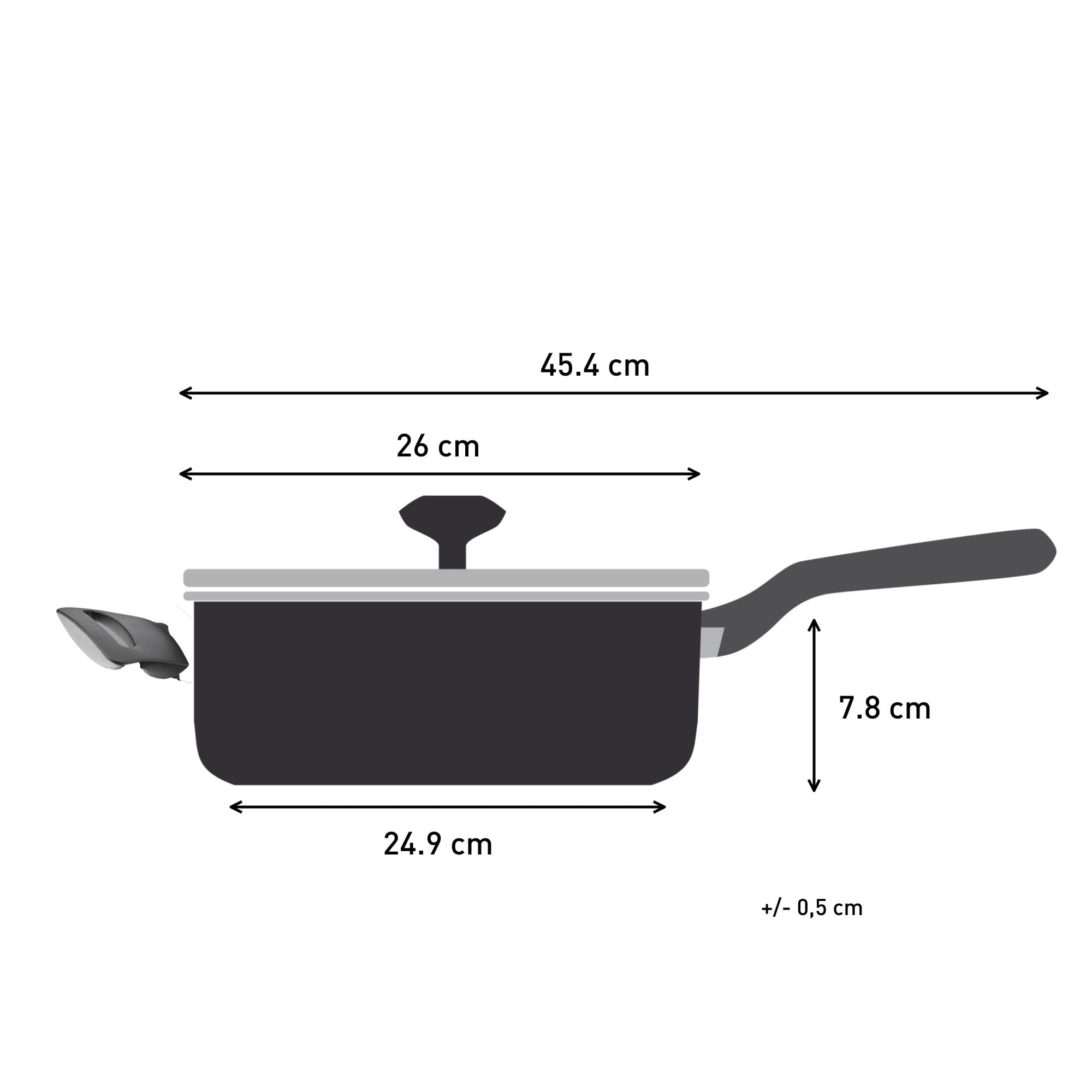 Tefal Titanium Stone Non-Stick Sautepan with Lid – 26cm Induction Pan