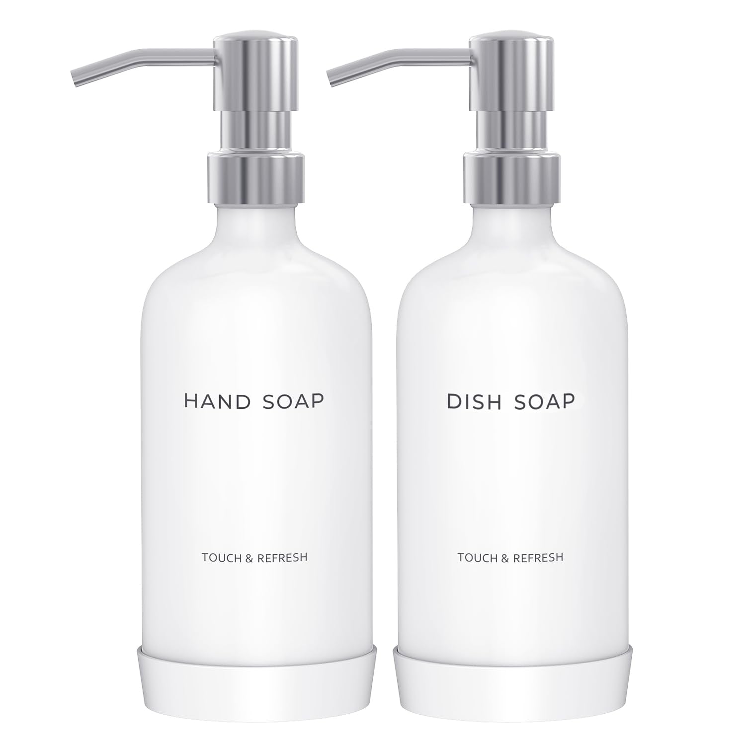 Glass Kitchen Soap Dispenser with Silver Pump – Modern Decor