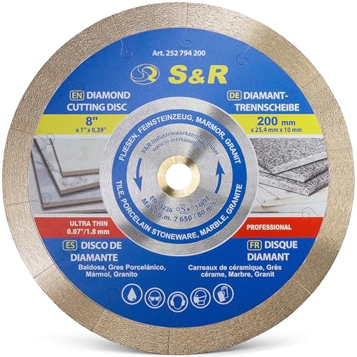 S&R Diamond Saw Blade 200mm for Porcelain, Granite and Hard Tiles