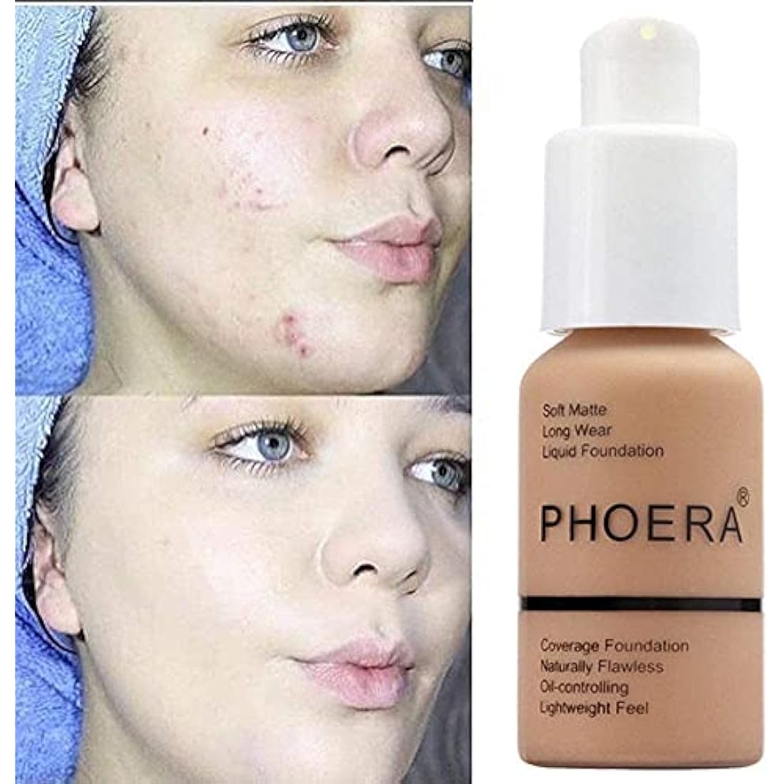 Phoera Full Coverage Liquid Foundation – Matte Oil Control (108 Tan)
