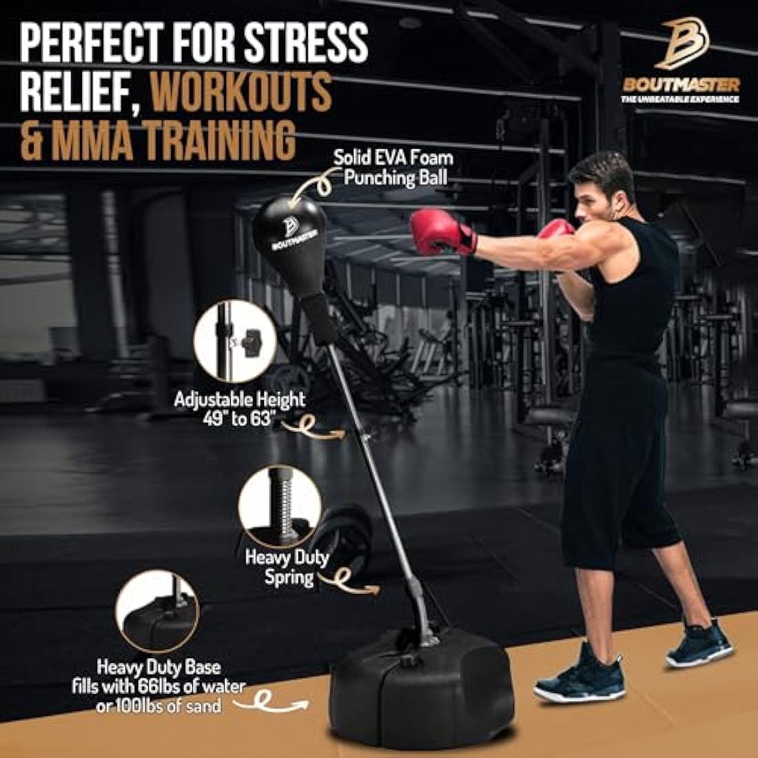 Jolof Store Punching Bag with Stand | Adjustable Height Boxing Set